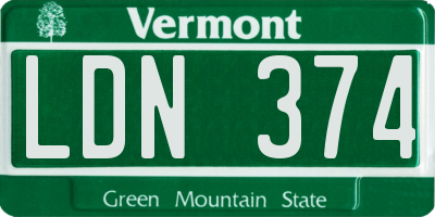 VT license plate LDN374