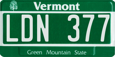 VT license plate LDN377