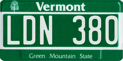 VT license plate LDN380
