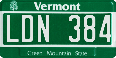 VT license plate LDN384