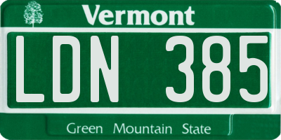VT license plate LDN385