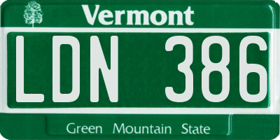 VT license plate LDN386