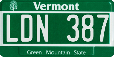 VT license plate LDN387