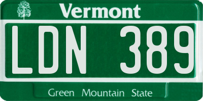 VT license plate LDN389