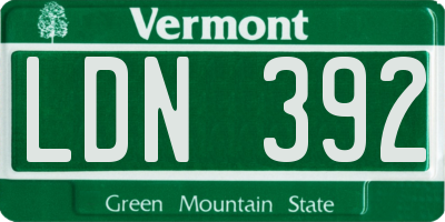VT license plate LDN392
