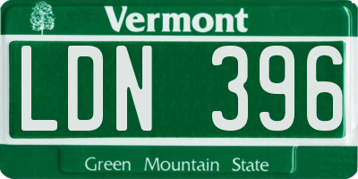 VT license plate LDN396
