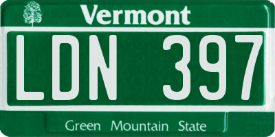 VT license plate LDN397