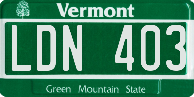 VT license plate LDN403