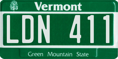 VT license plate LDN411