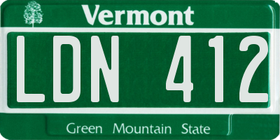 VT license plate LDN412