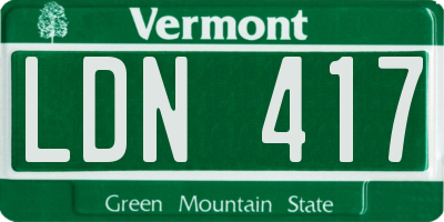 VT license plate LDN417