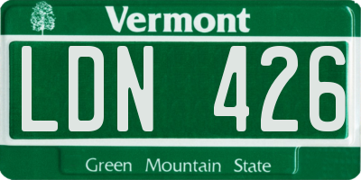 VT license plate LDN426