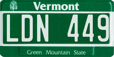 VT license plate LDN449