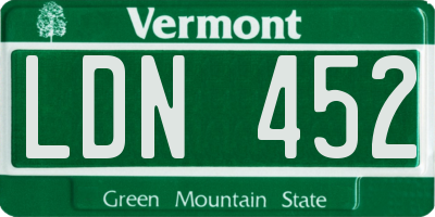 VT license plate LDN452