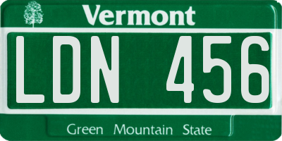 VT license plate LDN456