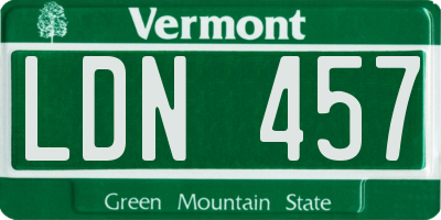 VT license plate LDN457