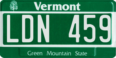 VT license plate LDN459