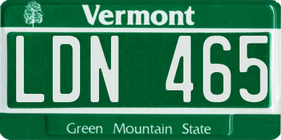 VT license plate LDN465