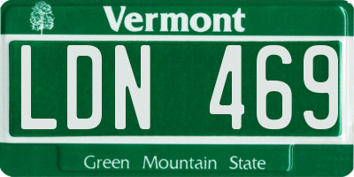 VT license plate LDN469