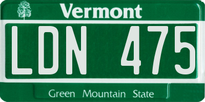 VT license plate LDN475