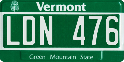 VT license plate LDN476