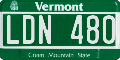 VT license plate LDN480