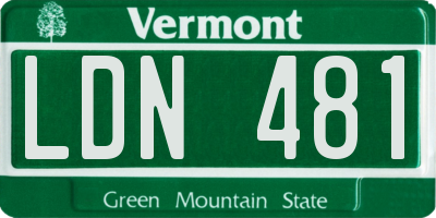 VT license plate LDN481