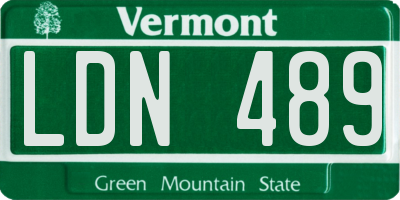 VT license plate LDN489