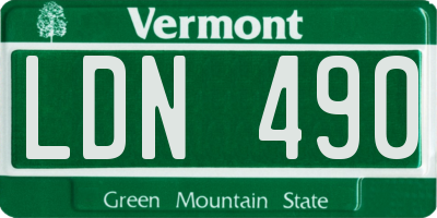 VT license plate LDN490