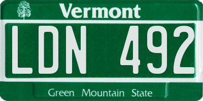 VT license plate LDN492
