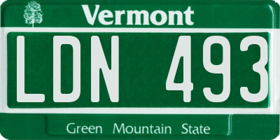 VT license plate LDN493