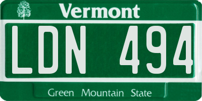 VT license plate LDN494