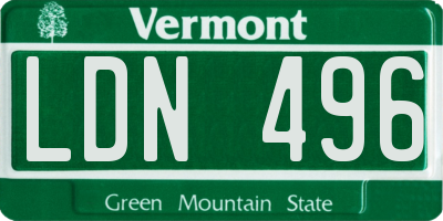 VT license plate LDN496