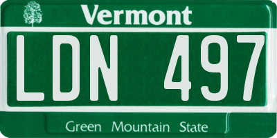 VT license plate LDN497