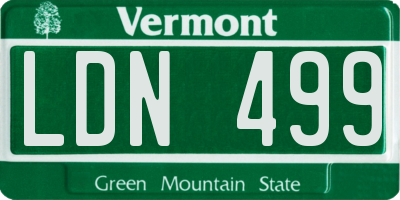 VT license plate LDN499