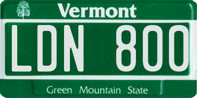 VT license plate LDN800