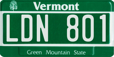 VT license plate LDN801