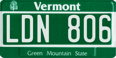 VT license plate LDN806