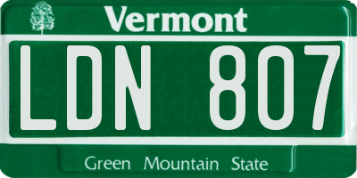 VT license plate LDN807