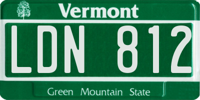 VT license plate LDN812