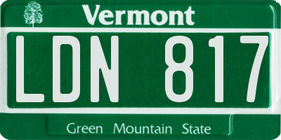 VT license plate LDN817
