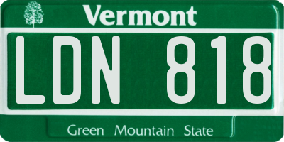 VT license plate LDN818