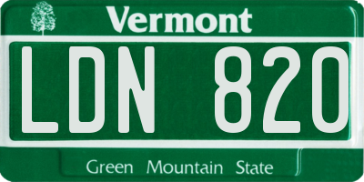 VT license plate LDN820