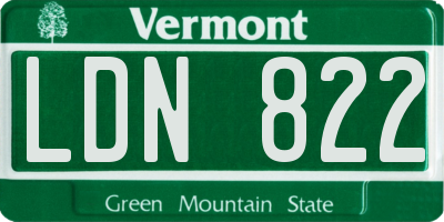 VT license plate LDN822