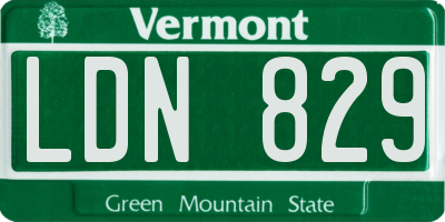 VT license plate LDN829