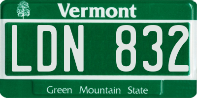 VT license plate LDN832