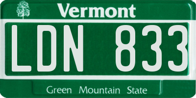 VT license plate LDN833
