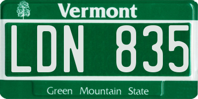 VT license plate LDN835