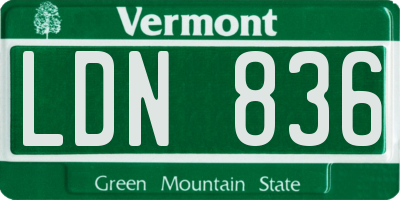 VT license plate LDN836