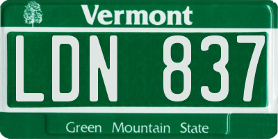 VT license plate LDN837